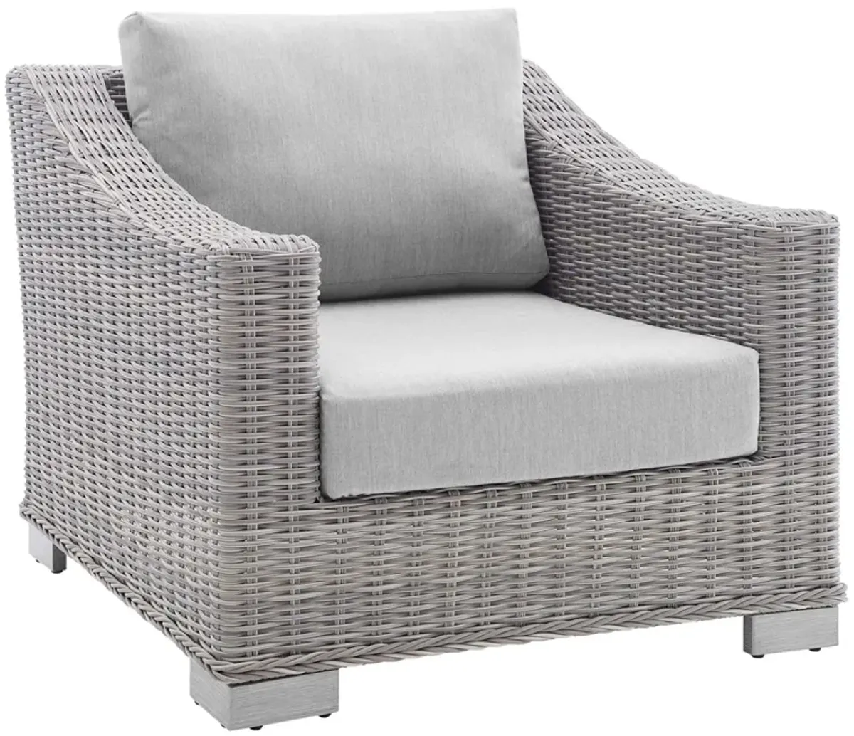 Conway Sunbrella® Outdoor Patio Wicker Rattan Armchair by Modway Light Gray Gray