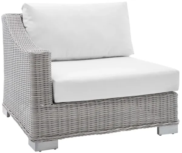 Conway Sunbrella® Outdoor Patio Wicker Rattan Left-Arm Chair by Modway Light Gray White