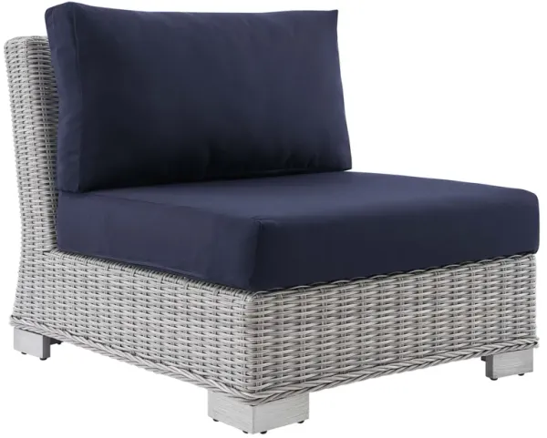 Conway Sunbrella® Outdoor Patio Wicker Rattan Armless Chair by Modway Light Gray Navy