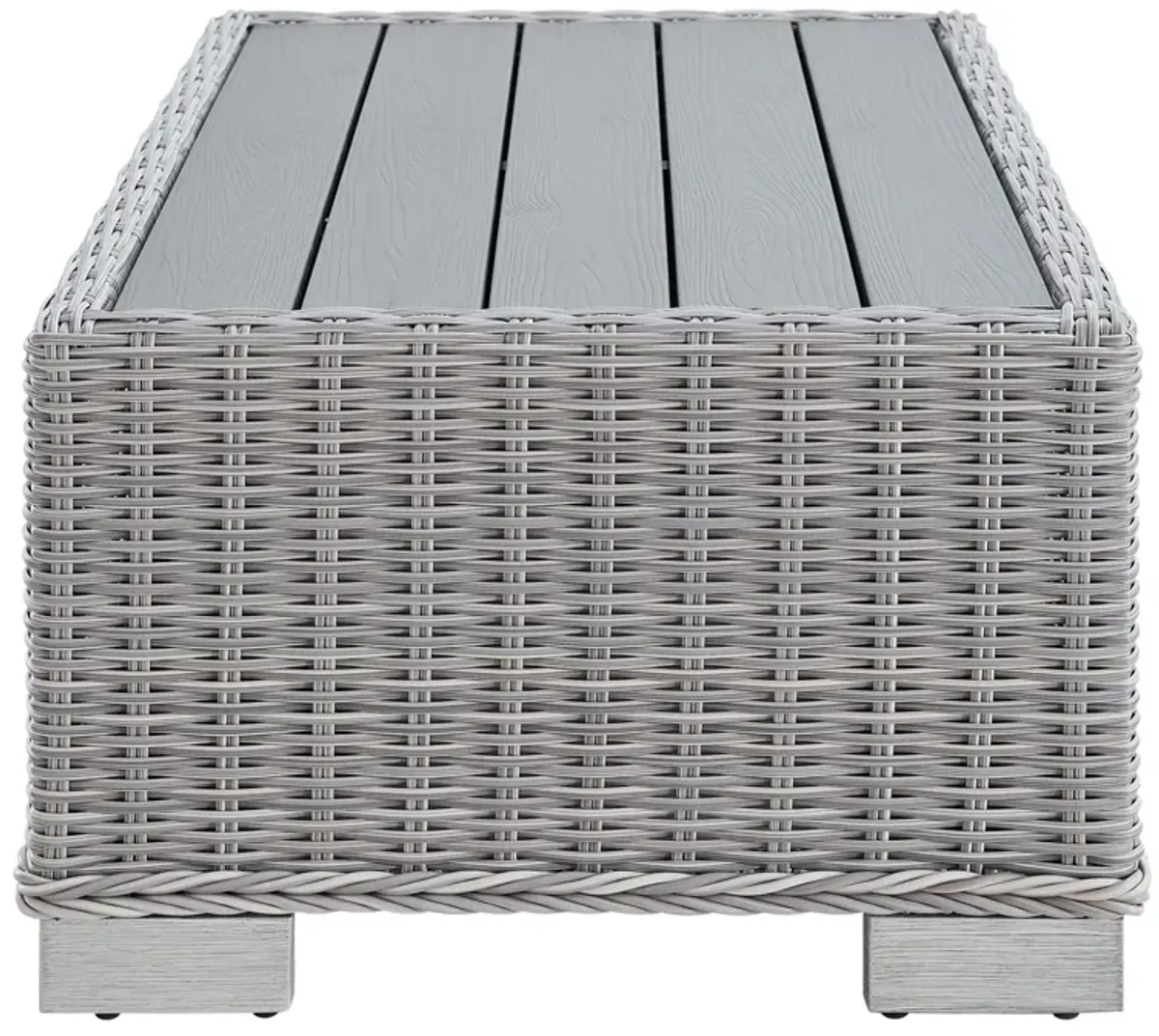 Conway 32" Outdoor Patio Wicker Rattan Coffee Table by Modway Light Gray