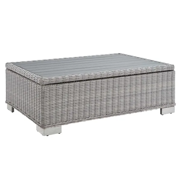 Conway 45" Outdoor Patio Wicker Rattan Coffee Table by Modway Light Gray