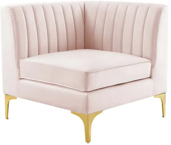 Triumph Channel Tufted Performance Velvet Sectional Sofa Corner Chair by Modway Pink