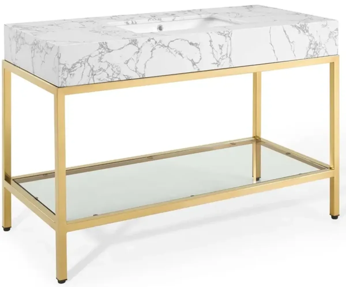 Kingsley Stainless Steel Bathroom Vanity by Modway 50" / Gold White