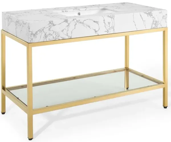 Kingsley Stainless Steel Bathroom Vanity by Modway 50" / Gold White