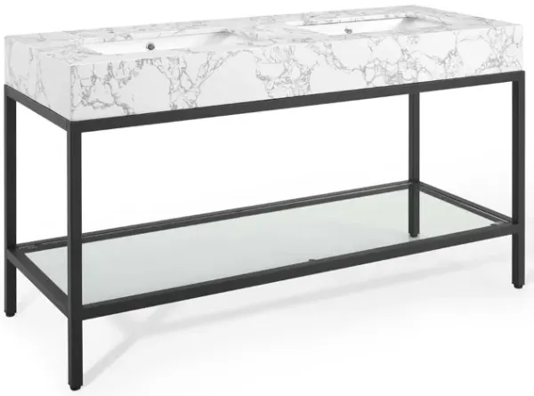 Kingsley Stainless Steel Bathroom Vanity by Modway 60" / Black White