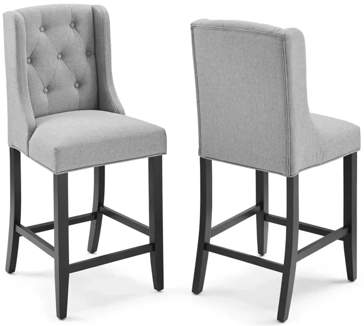 Baronet Upholstered Fabric Counter Bar Stool Set of 2 by Modway Beige