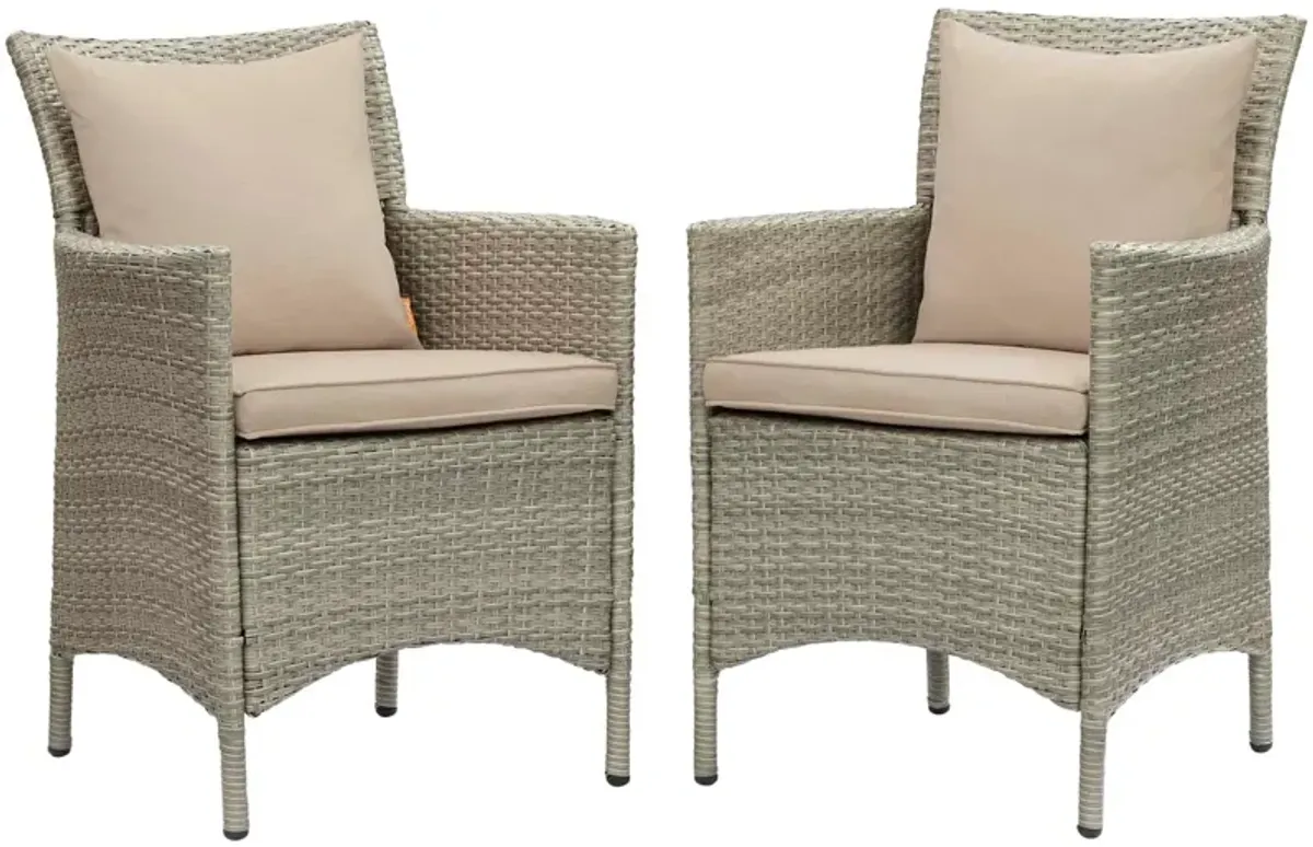 Conduit Outdoor Patio Wicker Rattan Dining Armchair Set of 2 by Modway Light Gray Turquoise