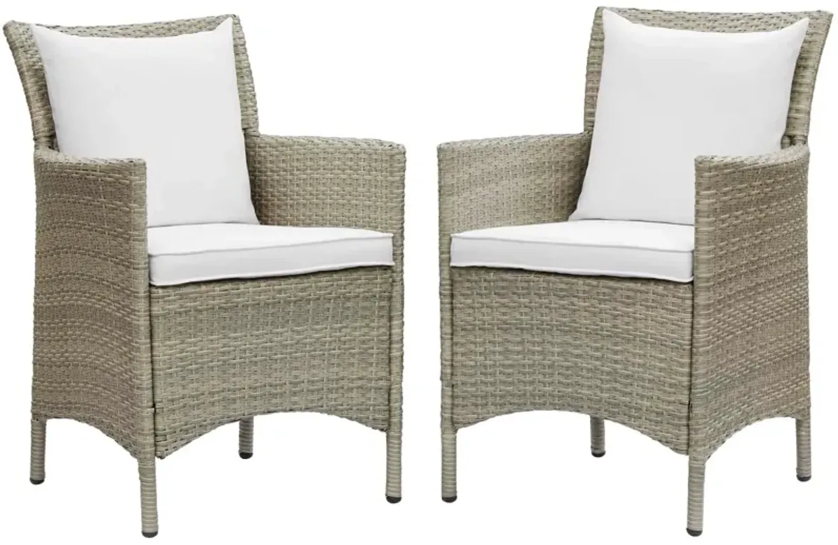 Conduit Outdoor Patio Wicker Rattan Dining Armchair Set of 2 by Modway Light Gray White