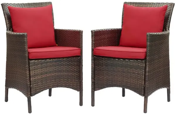 Conduit Outdoor Patio Wicker Rattan Dining Armchair Set of 2 by Modway