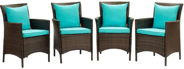 Conduit Outdoor Patio Wicker Rattan Dining Armchair Set of 4 by Modway