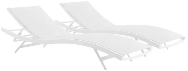 Glimpse Outdoor Patio Mesh Chaise Lounge Set of 2 by Modway White White