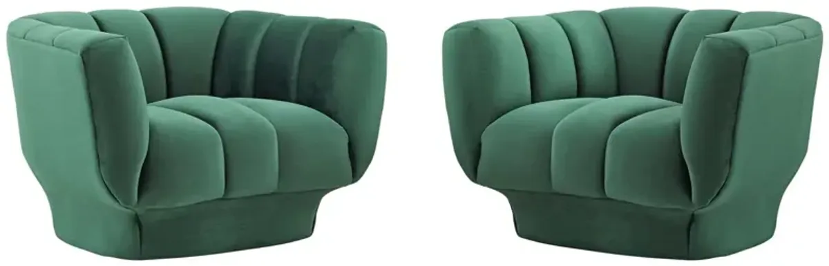 Entertain Vertical Channel Tufted Performance Velvet Armchair Set of 2 by Modway
