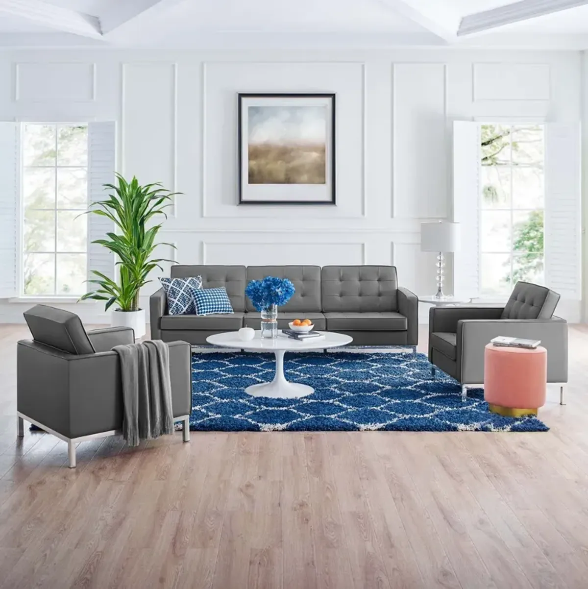 Loft Tufted Vegan Leather 3-Piece Furniture Set by Modway