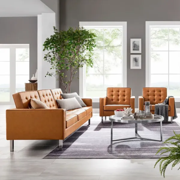 Loft Tufted Vegan Leather 3-Piece Furniture Set by Modway