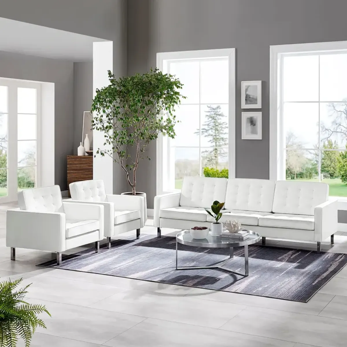 Loft Tufted Vegan Leather 3-Piece Furniture Set by Modway