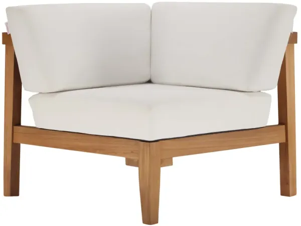 Bayport Outdoor Patio Teak Wood Corner Chair by Modway Natural White