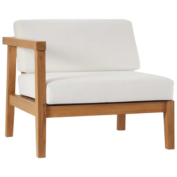 Bayport Outdoor Patio Teak Wood Left-Arm Chair by Modway Natural White