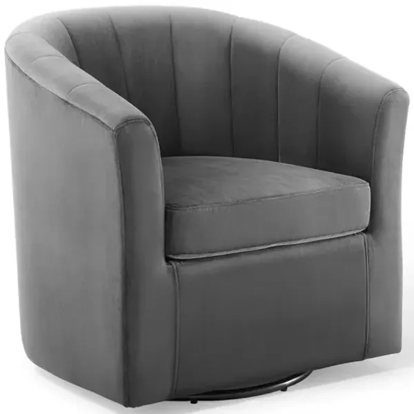 Prospect Performance Velvet Swivel Armchair by Modway Charcoal