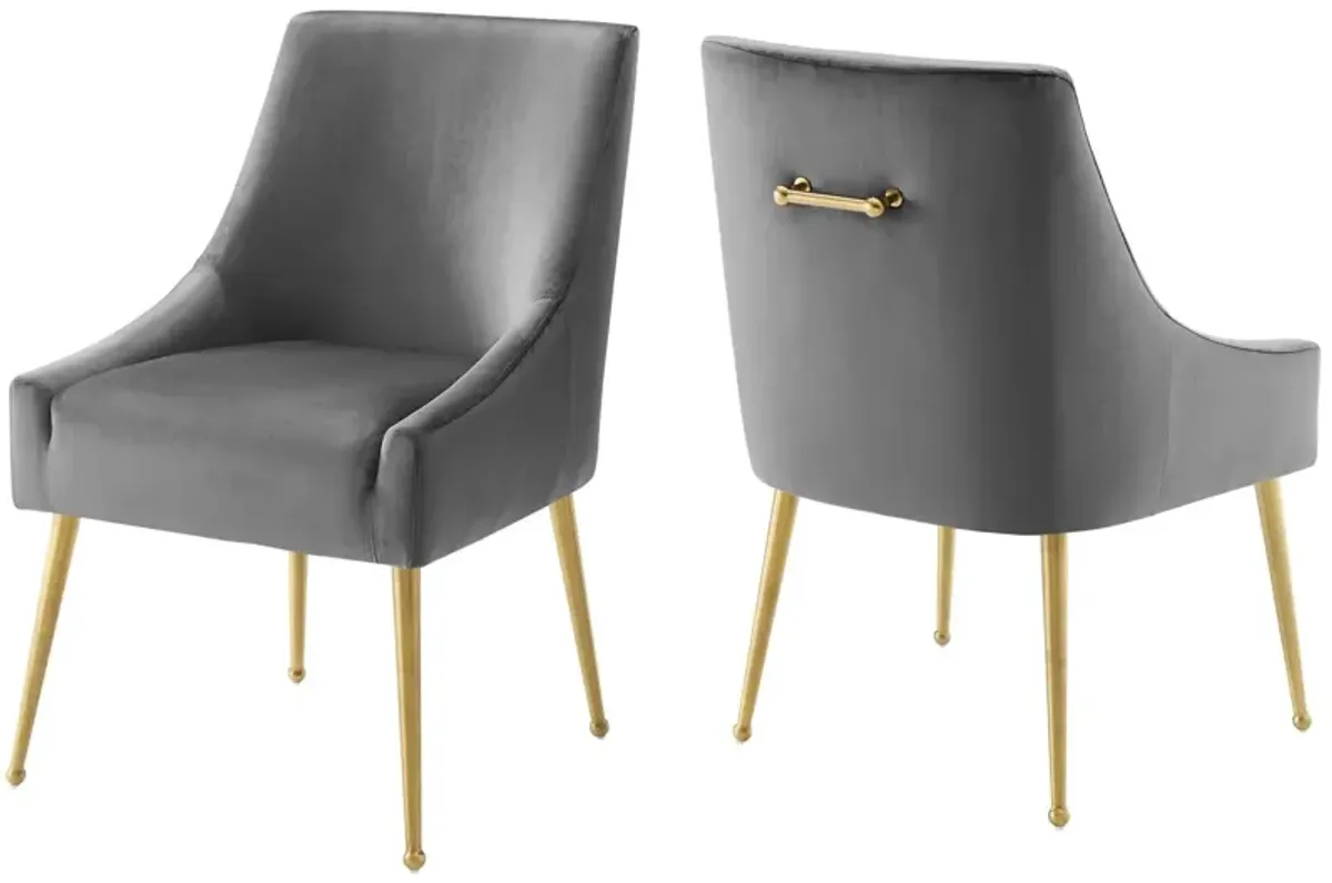 Discern Upholstered Performance Velvet Dining Chair Set of 2 by Modway Gray