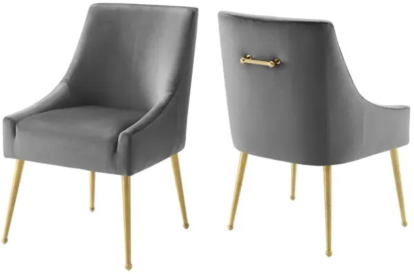 Discern Upholstered Performance Velvet Dining Chair Set of 2 by Modway Gray