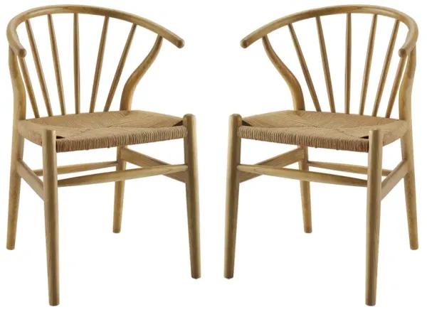 Flourish Spindle Wood Dining Side Chair Set of 2 by Modway Natural