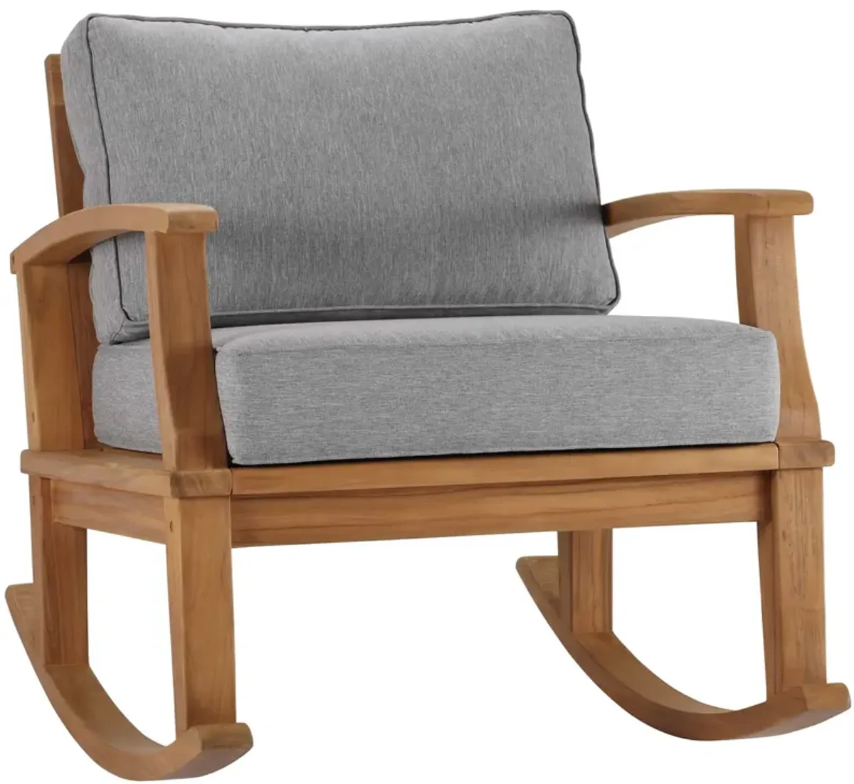 Marina Outdoor Patio Teak Rocking Chair by Modway Natural Gray