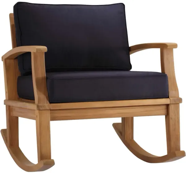 Marina Outdoor Patio Teak Rocking Chair by Modway Natural Navy