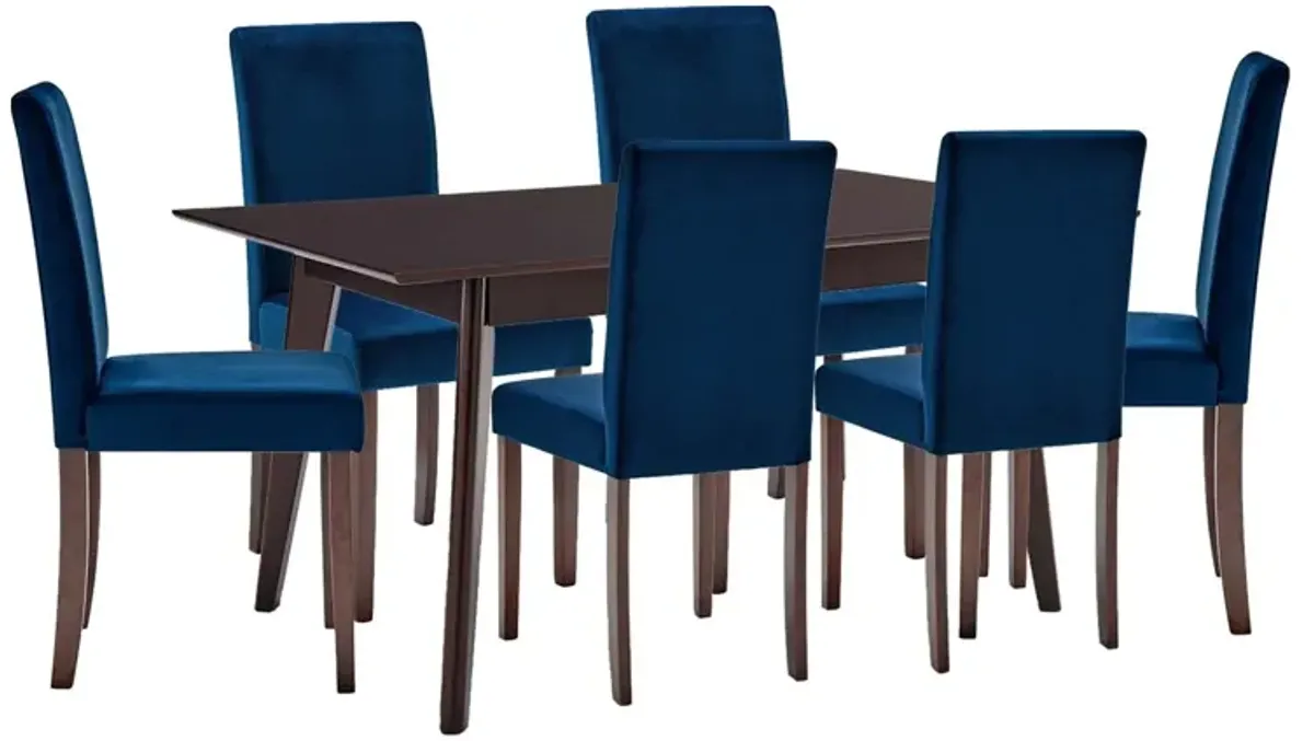 Prosper 7 Piece Upholstered Velvet Dining Set by Modway Cappuccino Navy