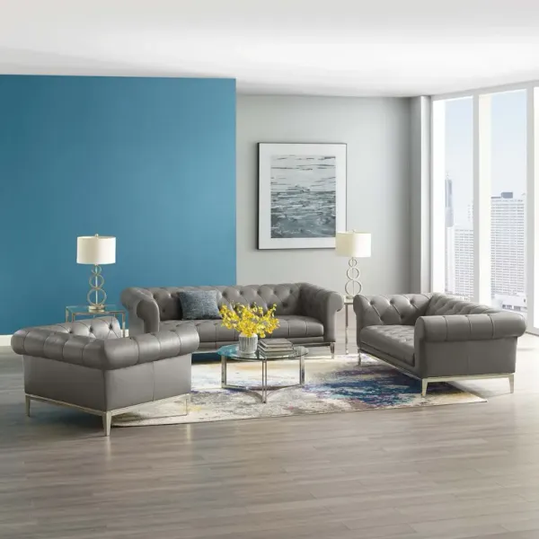 Idyll 3 Piece Upholstered Leather Set by Modway Gray