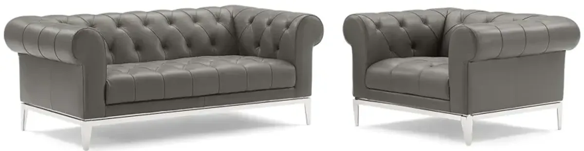 Idyll Tufted Upholstered Leather Loveseat and Armchair by Modway