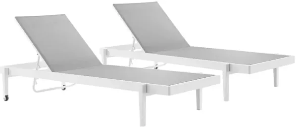 Charleston Outdoor Patio Aluminum Chaise Lounge Chair Set of 2 by Modway White Gray