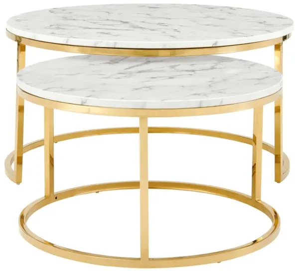 Ravenna Artificial Marble Nesting Coffee Table by Modway Gold White