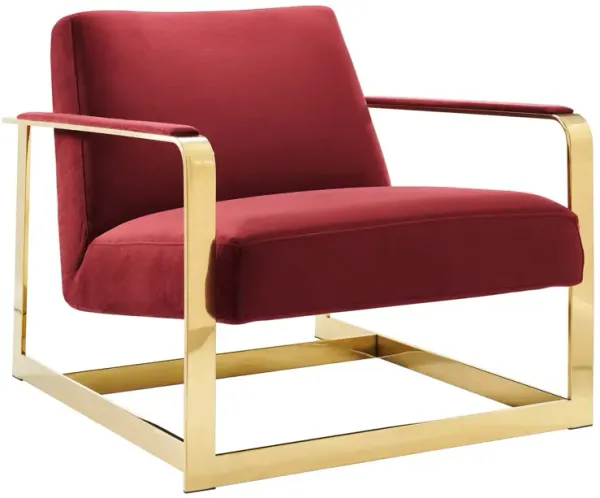 Seg Performance Velvet Accent Chair by Modway Gold Maroon
