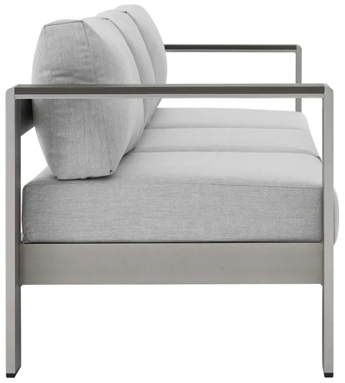 Shore Sunbrella® Fabric Aluminum Outdoor Patio Sofa by Modway Silver Gray