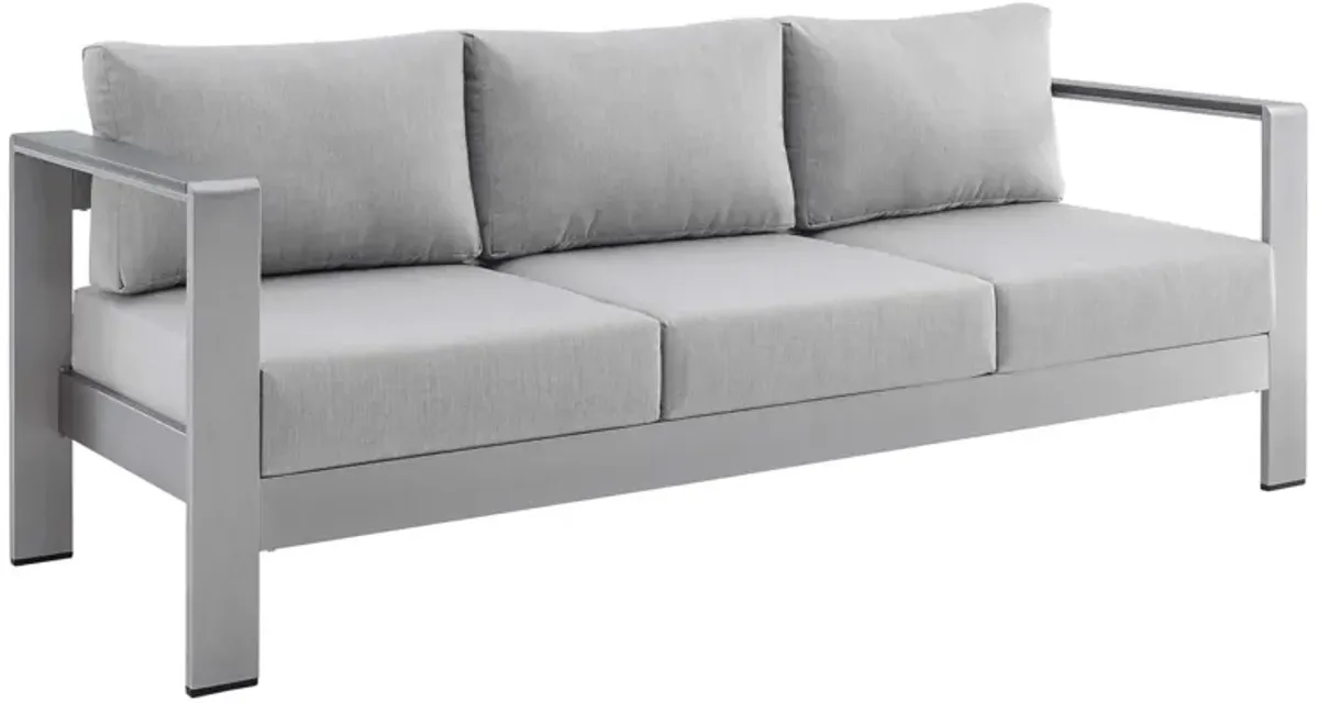 Shore Sunbrella® Fabric Aluminum Outdoor Patio Sofa by Modway Silver Gray