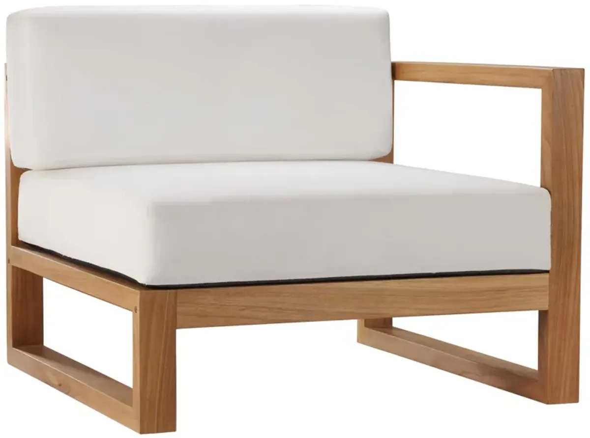 Upland Outdoor Patio Teak Wood 3-Piece Sectional Sofa Set by Modway Natural White