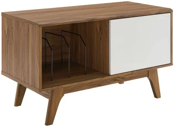 Envision Vinyl Record Display Stand by Modway Walnut White