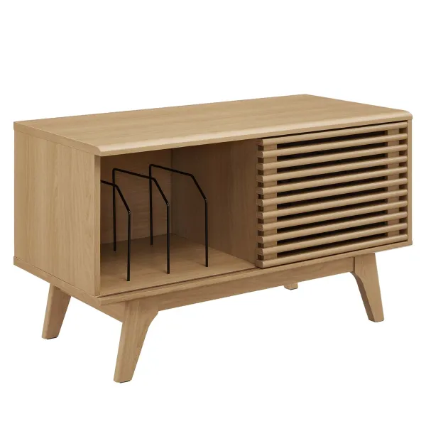 Render Vinyl Record Display Stand by Modway Oak