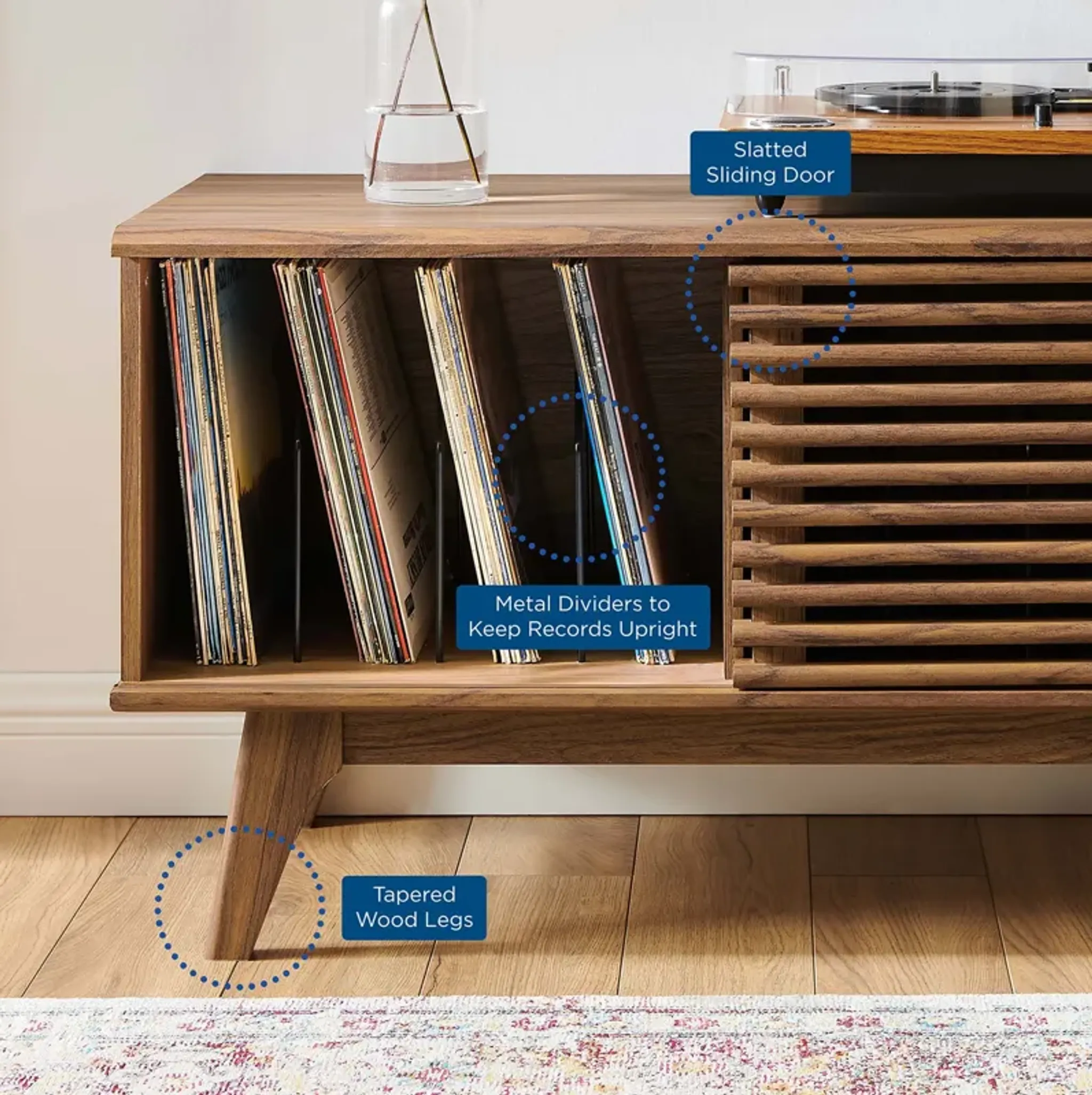 Render Vinyl Record Display Stand By Modway Walnut Lexmod | Furniture.com