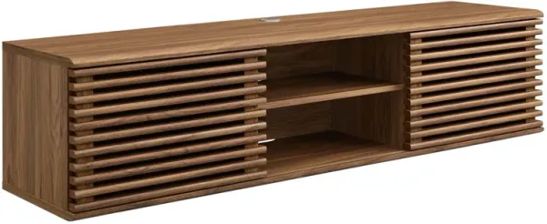 Render 60" Wall-Mount Media Console TV Stand by Modway Walnut