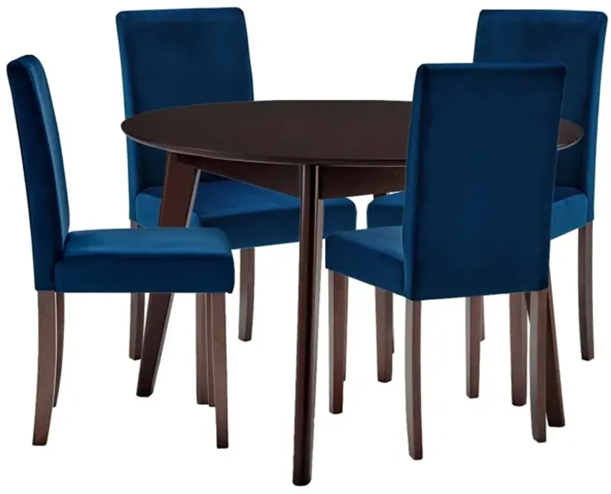 Prosper 5 Piece Upholstered Velvet Dining Set by Modway Cappuccino Navy