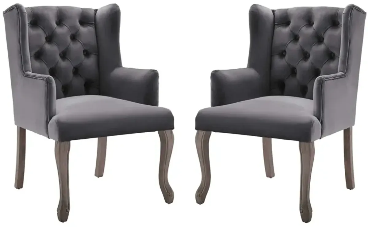 Realm Armchair Performance Velvet Set of 2 by Modway Gray