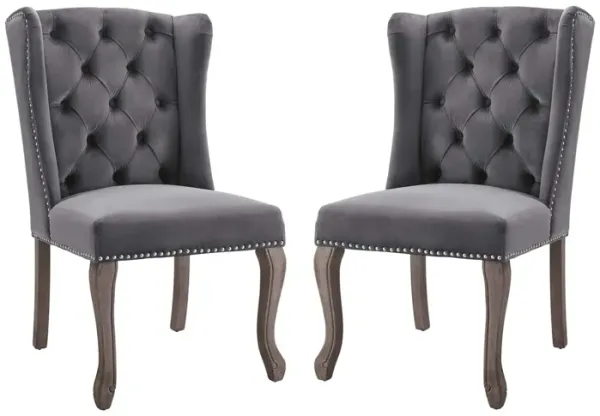 Apprise Performance Velvet Side Chair Set of 2 by Modway Gray