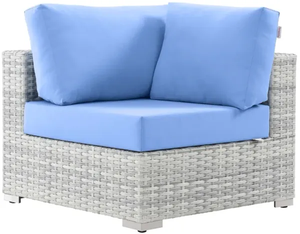 Convene Outdoor Patio Corner Chair by Modway Light Gray Light Blue