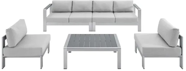 Shore 5 Piece Sunbrella® Fabric Outdoor Patio Aluminum Sectional Sofa Set by Modway