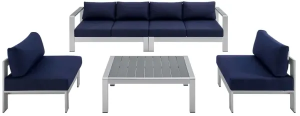 Shore 5 Piece Sunbrella® Fabric Outdoor Patio Aluminum Sectional Sofa Set by Modway
