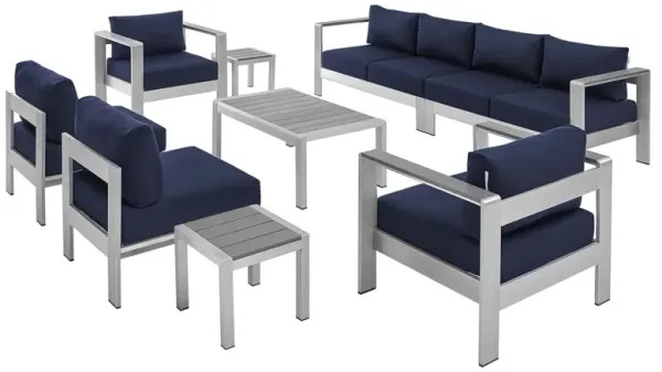 Shore 9 Piece Sunbrella® Fabric Outdoor Patio Aluminum Sectional Sofa Set by Modway