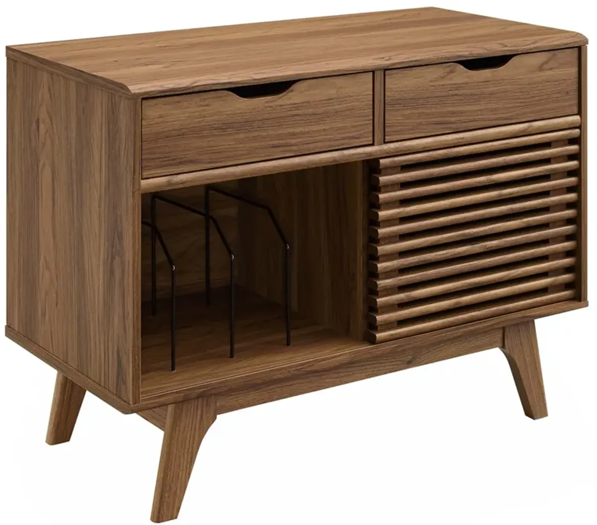 Render Vinyl Record Display Stand by Modway Oak