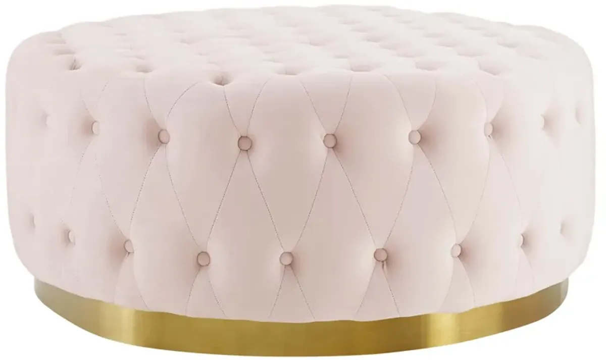 Ensconce Tufted Performance Velvet Round Ottoman by Modway Pink