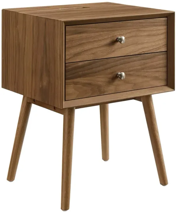 Ember Wood Nightstand With USB Ports by Modway Walnut Walnut